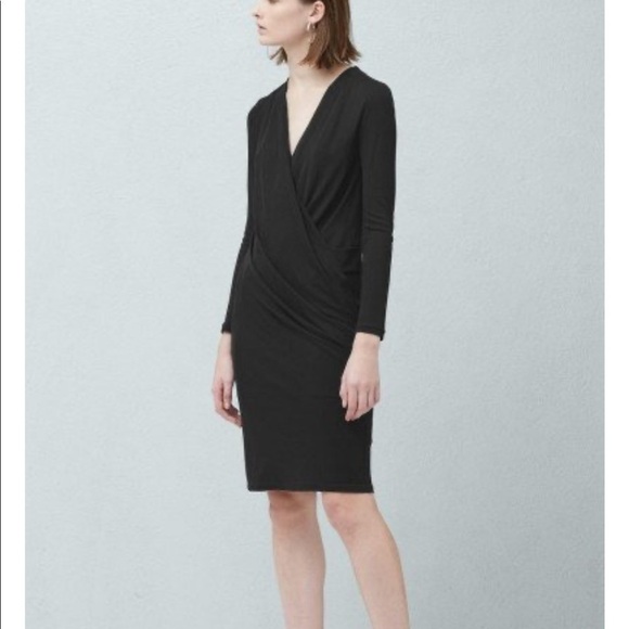 Nwot Mango black Draped Wrap VNeck Dress S - Picture 6 of 16